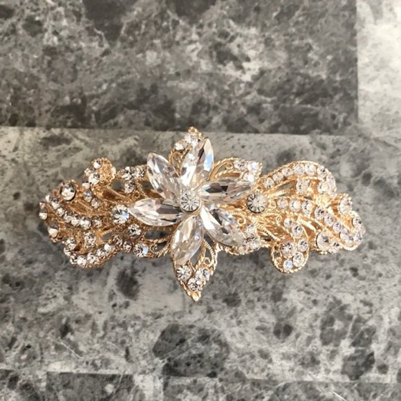 (2 for $10) NWOT Rhinestone / Gold Hair Clip - Picture 1 of 5
